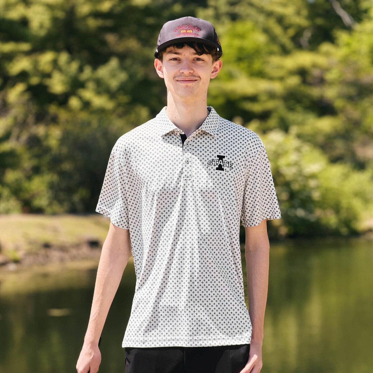 Swannies I-State Black and White Pattern Hazelwood Polo
